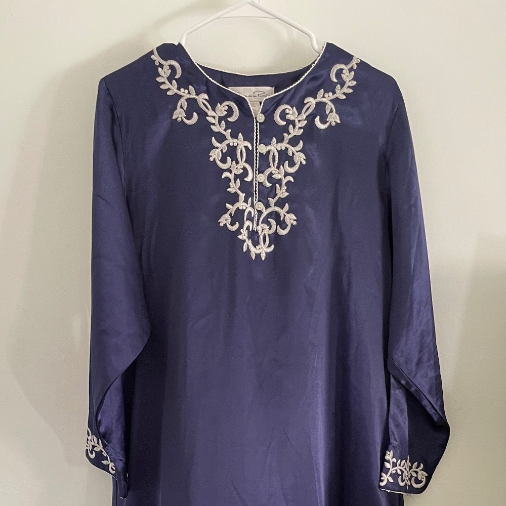 Vintage Oscar de la Renta Embroidered Caftan Kaftan Nightgown Housedress - L